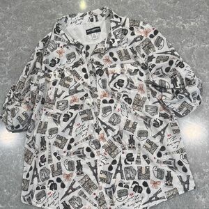 Karl Lagerfeld White Graphic Button Down Shirt